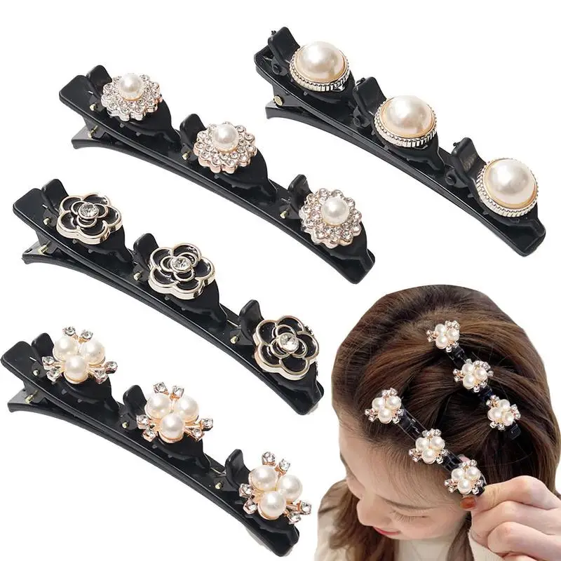 4PCS/set Women Elegant Clover Rhinestone Hairpins Fashion Geometric Flower Hair Decorate Clips Sweet Hairpins Hair Accessories