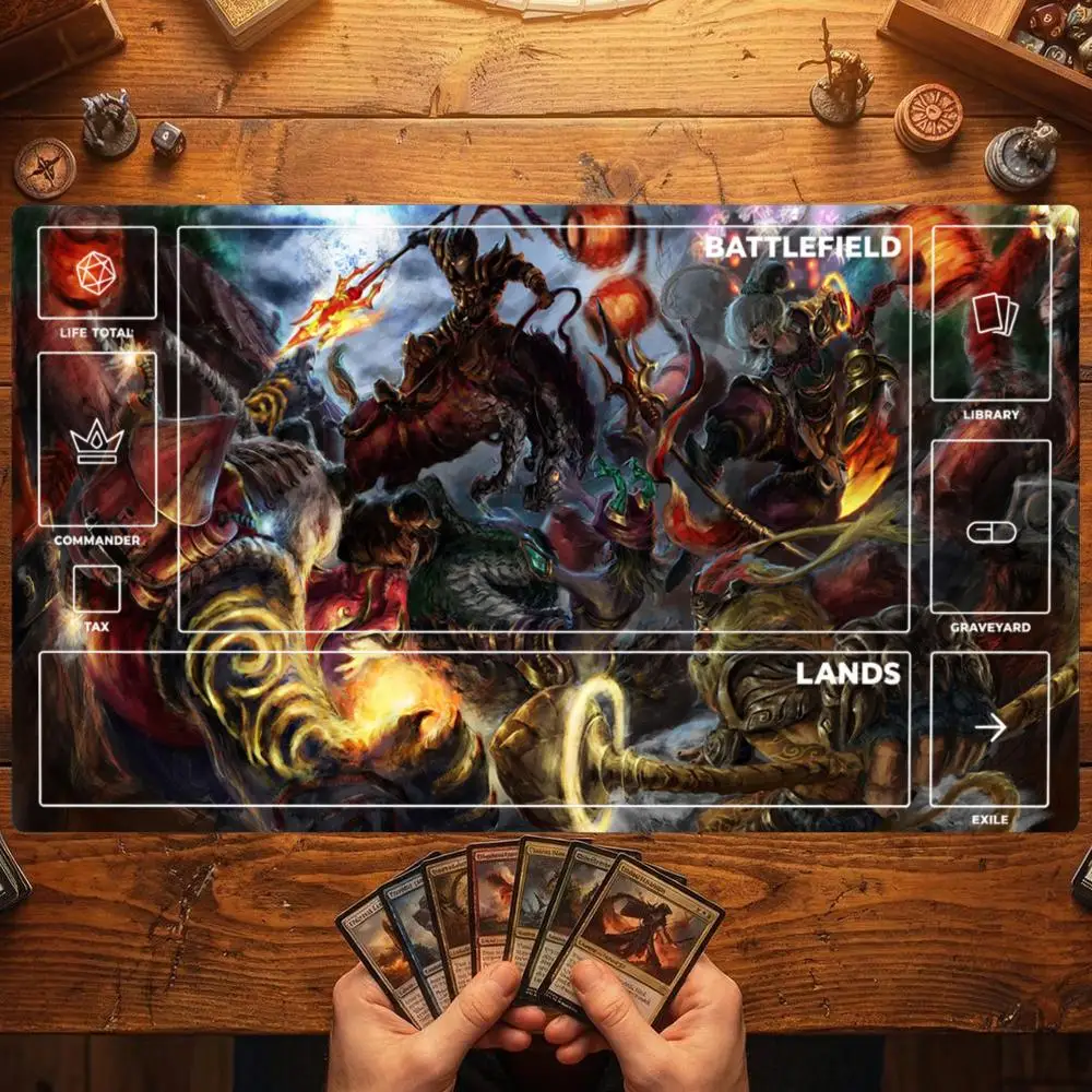 Mythology Brawl Scene Mouse Pad Card Playmat Stitched Magic Zones Game Mats Tabletop for MTG/TCG Battle Commander Mat