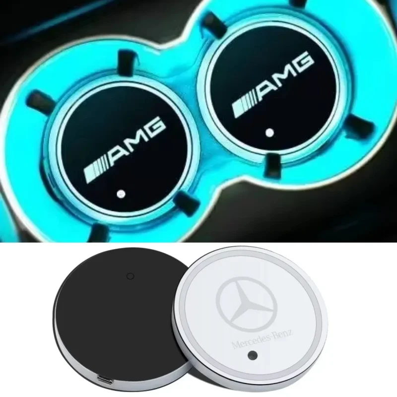 

2PCS automobile central control LED ambient light coasters are suitable for Mercedes-Benz AMG W212 W190 C260 W204 W205 W211