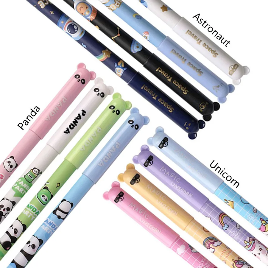 4Pcs Kawaii Little Bear Series Erasable Gel Pen Astronauts, Pandas, Unicorns, Rabbit Students Write Fluently Office Accessories