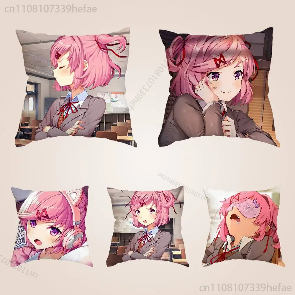 Cartoon Character Natsuki Pillow Case Plush Pillow Cases Home Decoration Pillow Cover for Sofa Bed Chair Living Room