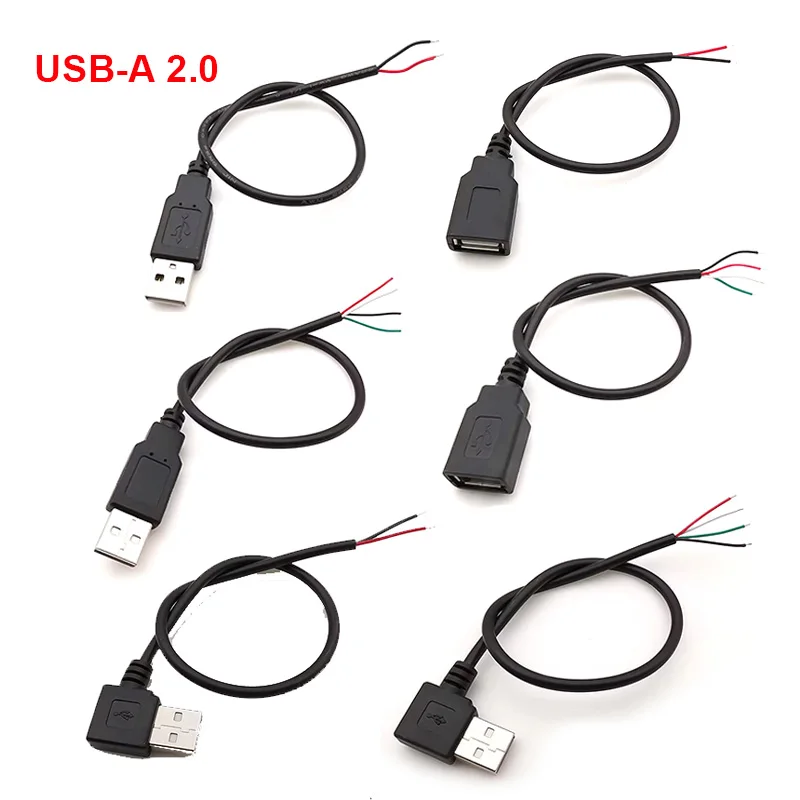 

10pcs/pack 2-Pin USB 2.0 Power Supply Cable a Female to Male 4 Pin Jack Charger Cord Extension DIY 5V Line for Electronics