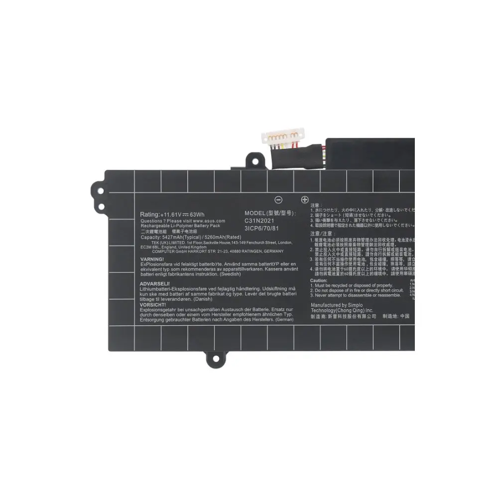 

11.61V 63Wh C31N2021 Laptop Battery For ASUS ZenBook 14X OLED Flip OLED UM5401QA UX5401EA UP5401EA UX5400EA UM5401 UX5401 UX5400