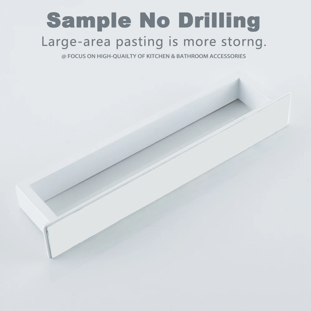 Self-Adhesive Bathroom Towel Rack Stainless Steel White Kitchen Hand Towel Hanger Wall Bath Towel Bar Holder Organizer No Drill