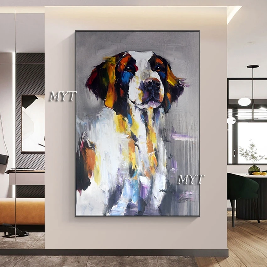 

3d Dog Picture Easy Canvas Painting Unframed Wall Art Designer Home Decor Abstract Handmade Animal Design Acrylic Artwork