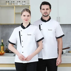 New Unisex Kitchen hotel Chef Uniform Bakery Food Service Cook Short Sleeve shirt Breathable Double Breasted Chef Jacket clothes