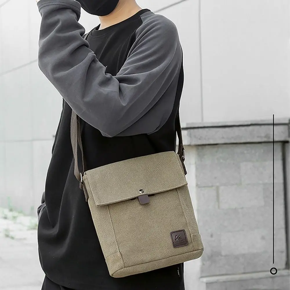 Trendy Canvas Crossbody Bag Square Korean Style Slanting Bags Small Square Bag Casual Use