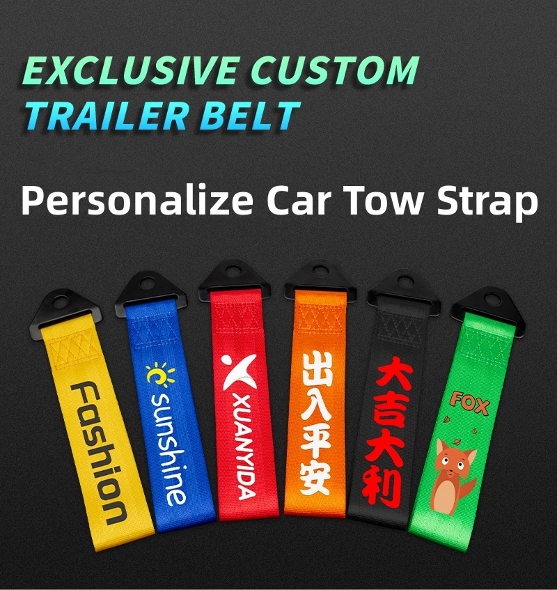 Custom Car Tow Strap Support Any Text Pattern Logo Printed Trailer Strap Car Racing Towing Ropes Bumper Trailer Towing Straps