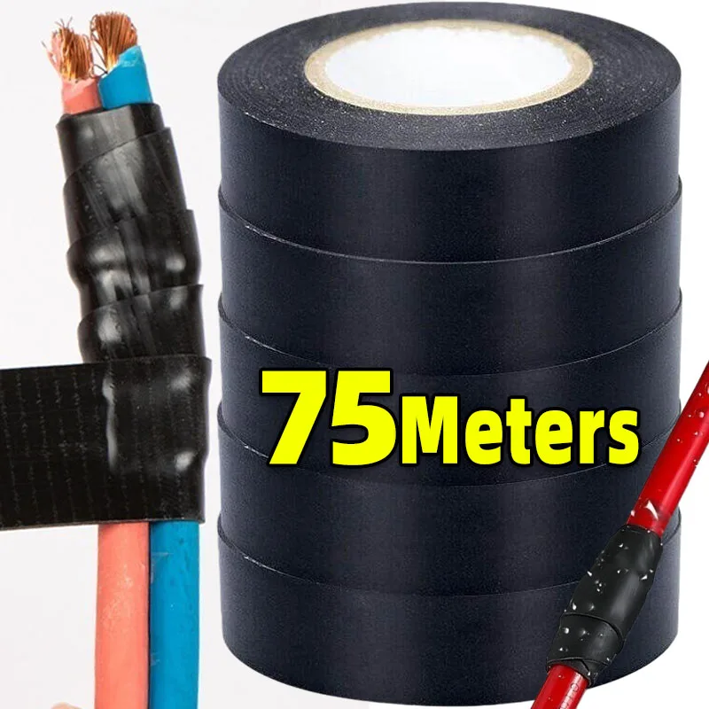 Waterproof Tape PVC Black Electrical Tape Electric Insulation Wire Wrapping Tape Multipurpose Heat-Resistant Adhesive