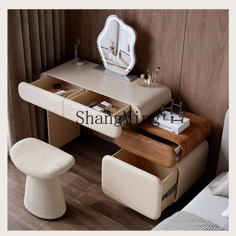 

SM new home light luxury cream style dresser large round mirror bedroom small apartment modern