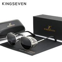 KINGSEVEN Fashion Gothic Steampunk Sunglasses Polarized UV400 Men Women New Designer Vintage Eyewear Round Metal Frame Glasses