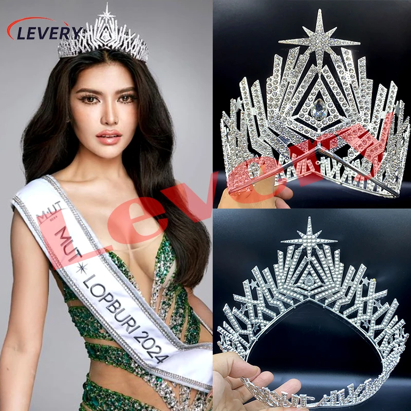 

Levery 2024 New Miss Thailand 2023 Big Crown Pageant Diadem Costume Wedding European Headpieces