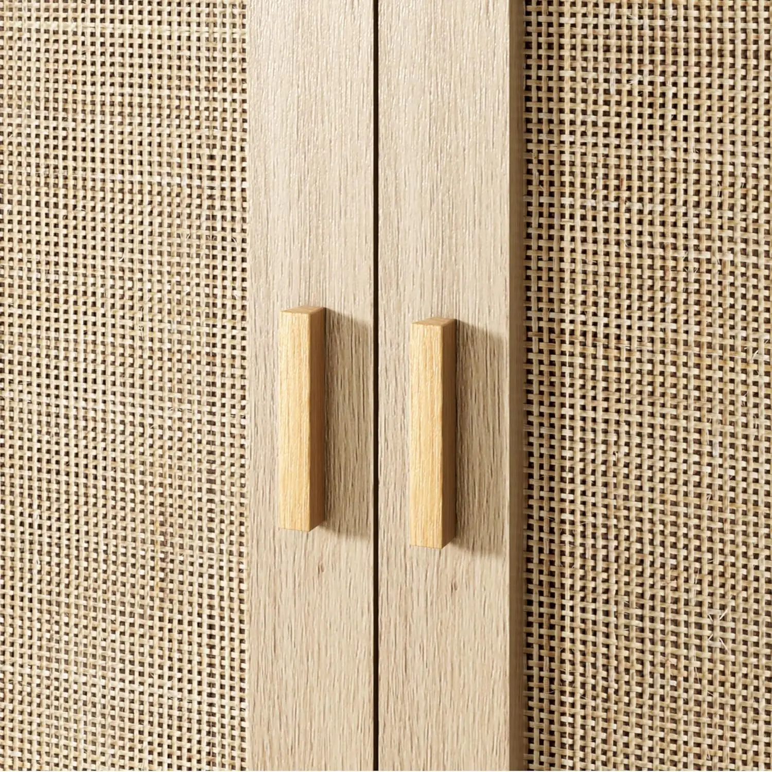 Rattan Sideboard Buffet Cabinet with 2 Doors & 2 Shelves Kitchen Sideboard Cabinet with Large Storage Space Accent Console Table