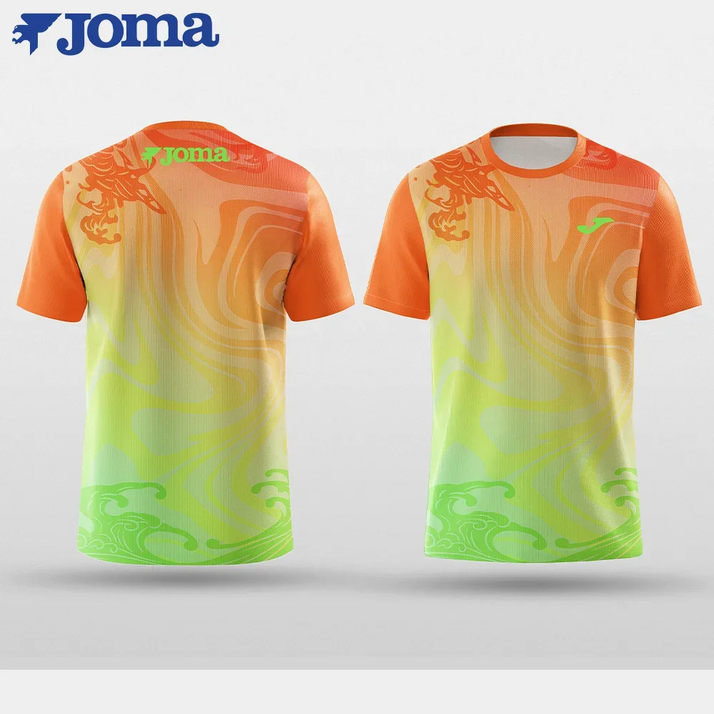 

JOMA Summer New Bright Color 3D Print Men T-shirt Outdoor Sports Fitness Cycling Fast Dry Breathable Casual Street Short Sleeve