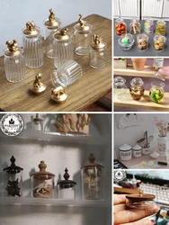 Dollhouse Storage Jar Mini Kitchen decoration accessories Miniature Animal Storage Jar Glass Refreshment Jar Mini seasoning jar
