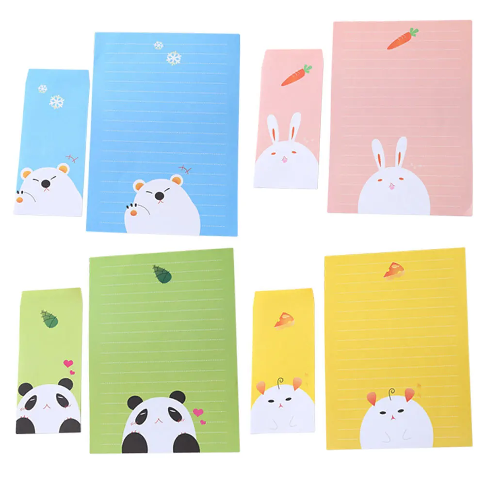 4 set di buste atmosferiche, kit di carta da lettere, design dei cartoni animati, perfetti per matrimoni, compleanni, feste, anniversari, inviti