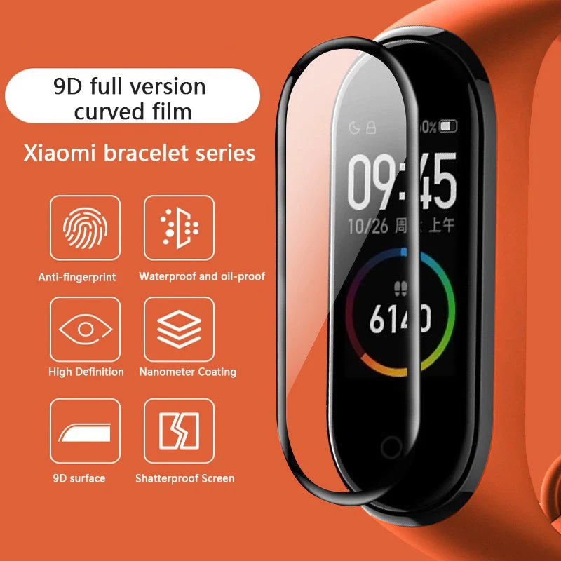 10D Film Glass for Xiaomi Mi Band 8 7 6 Screen Protector Miband 6 5 4 Smart Watchband Full Protective Cover Case Strap Bracelet