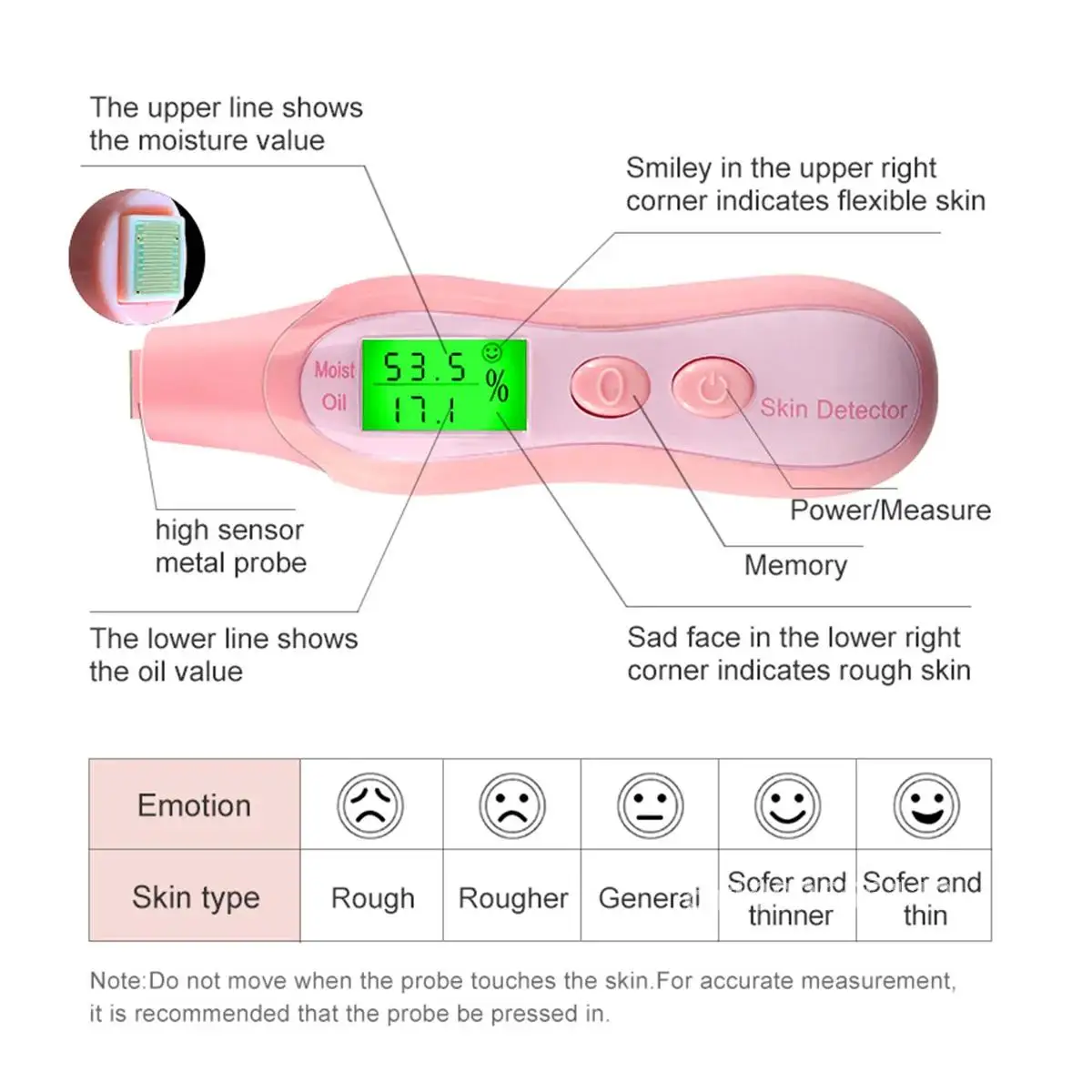 LCD Digital Skin Care Tester for Oil Skin Detector Moisture Content Facial Moisturizing Analyzer Detection Beauty Salon SPA