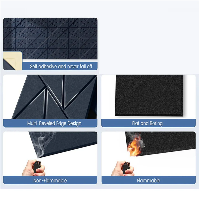 

ABVB-32Pcs Acoustic Panel With Self-Adhesive,12X12X0.4In Sound Proof Panel,Sound Panel High Density For Home Studio Office,4