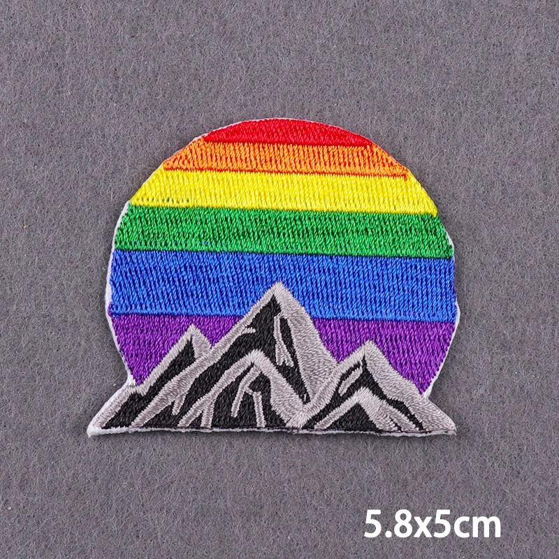 Rainbow Mountain Iron On Patches Jesus Love Everyone Embroidery Patches For Clothing LGBT Patches On Clothes DIY Decoration