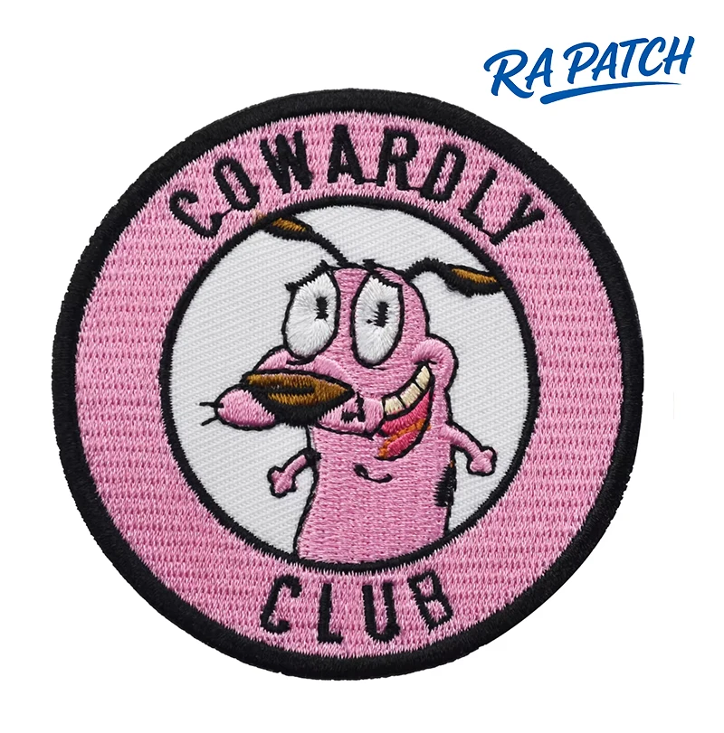 حار بيع الوردي COWARDLY CLUB الكلب التطريز بقع الحجم الأمامي الحديد على خياطة على زين الديكور للملابس #1