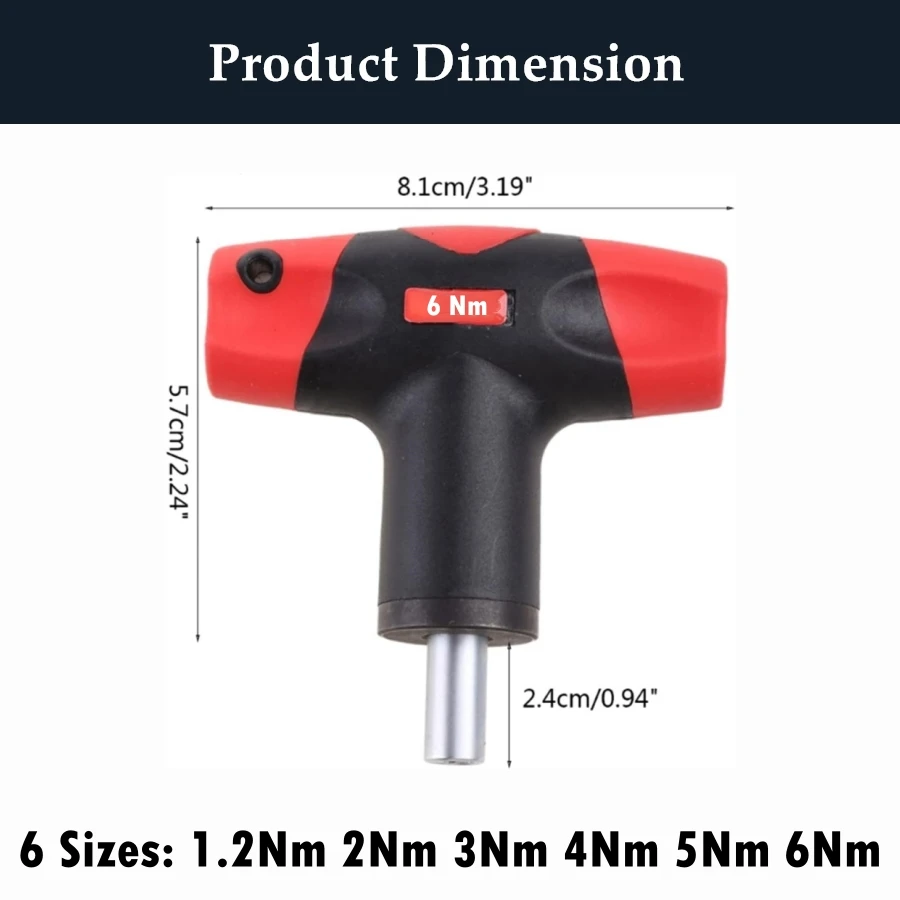 1.2Nm-6Nm T-Handle Preset Torque Wrench Screwdriver Tool Fit Standard 1/4