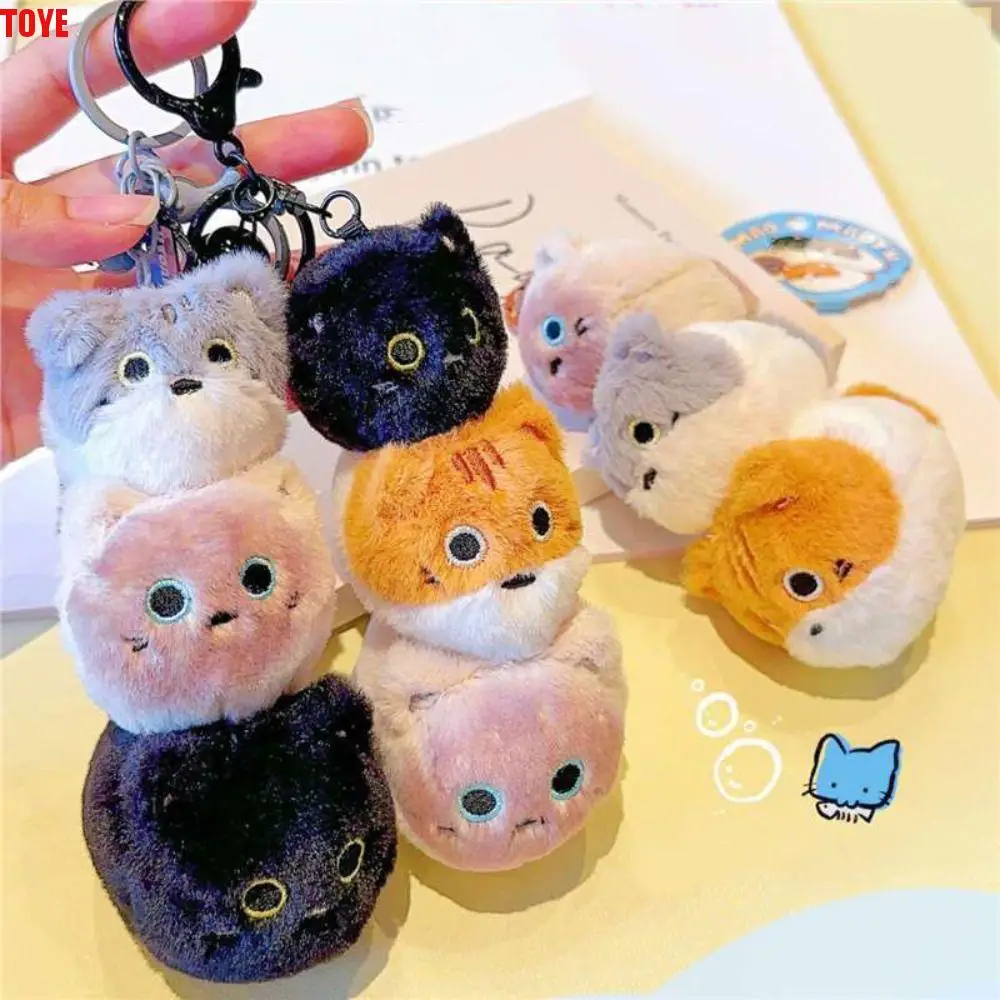 

PP Cotton Animal Cat Keychain Lifelike Fluffy Cartoon Cat Doll Pendant Cartoon Collection Simulation Cat Plush Key Ring