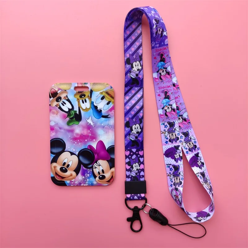 Disney Mickey Minnie Mouse Girls Sliding Lanyard ID Card Holders Badge Holders Hard Plastic Card Sleeves For Worker