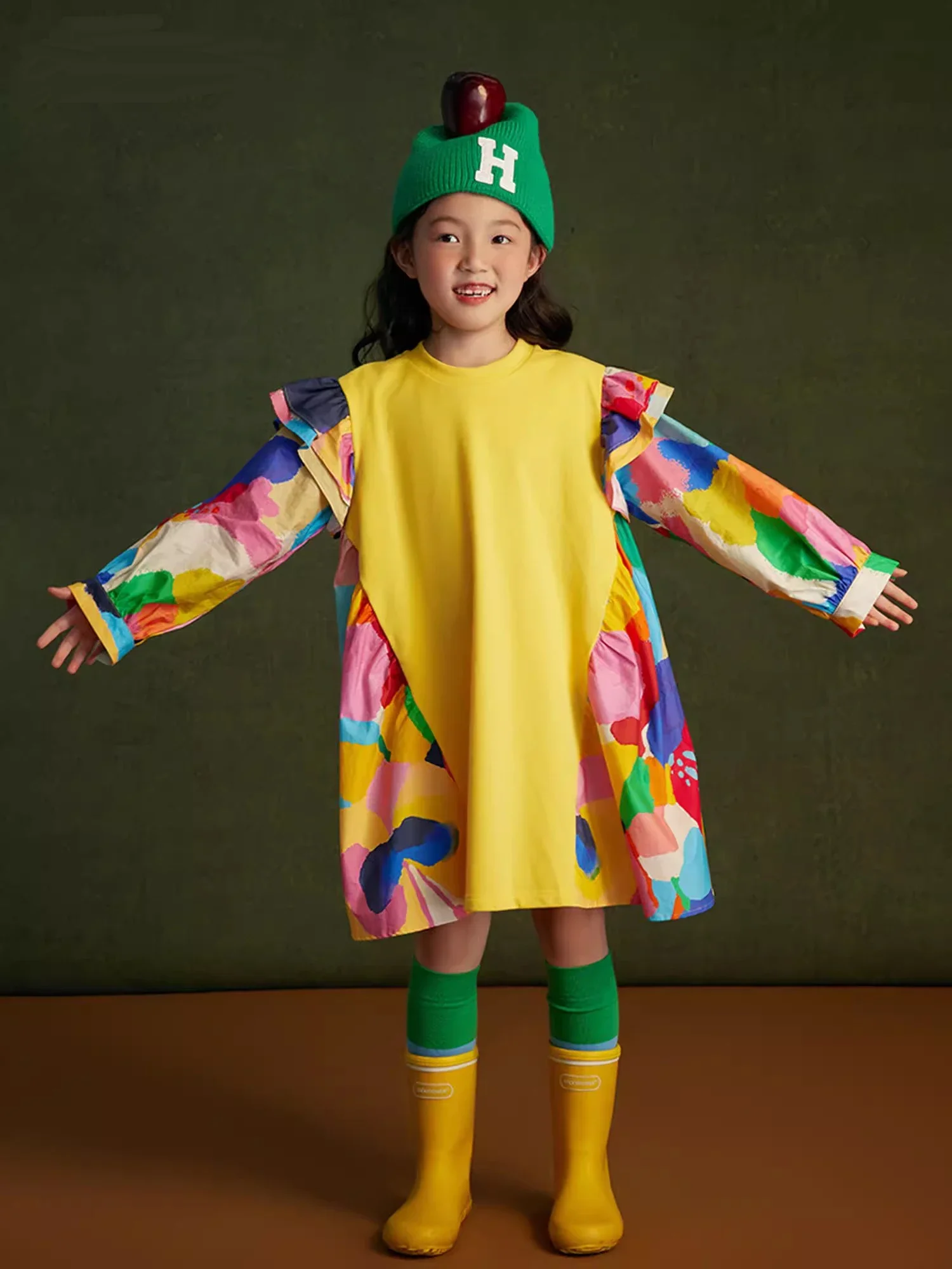 

Girls Dresses Cotton Autumn and Spring Children Rainbow Colorful Clothing Long Sleeve Dress up Costume for Kids 2 to 8 Years Old