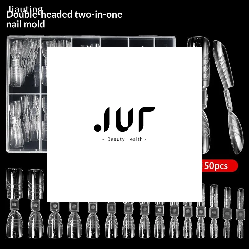 150 Uds. Moldes de uñas franceses de doble forma 2 en 1 con escala cubierta completa de doble punta extensión de uñas molde de Gel de construcción formas de uñas arte de uñas