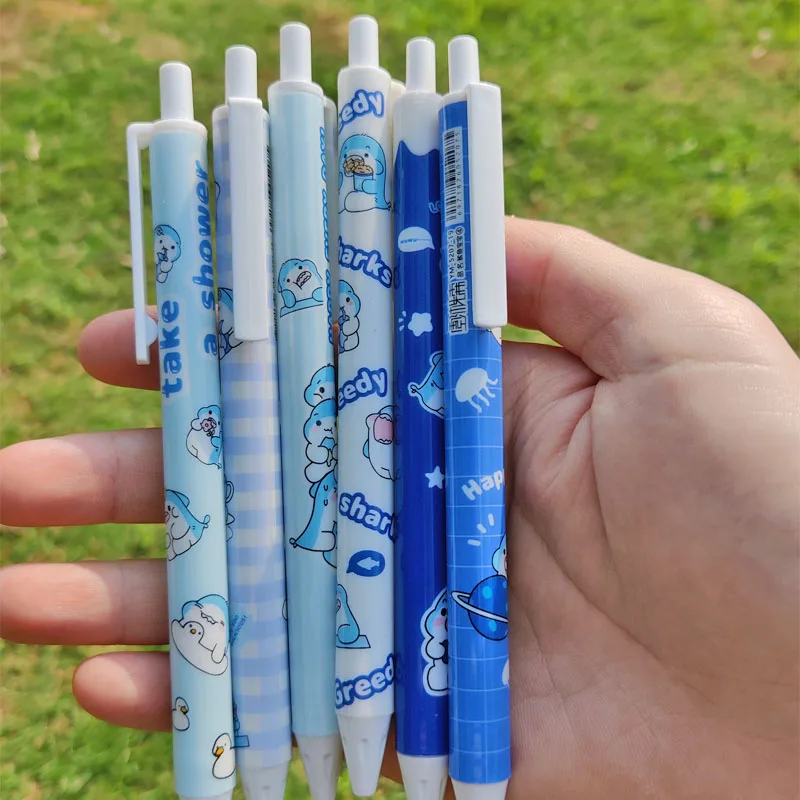 Imagem -03 - Engraçado Tubarão Gel Pen Pack Preto de Secagem Rápida Caneta de Carbono Kawaii Papelaria Estética Suprimentos Estilo Bebê Escritório Pcs