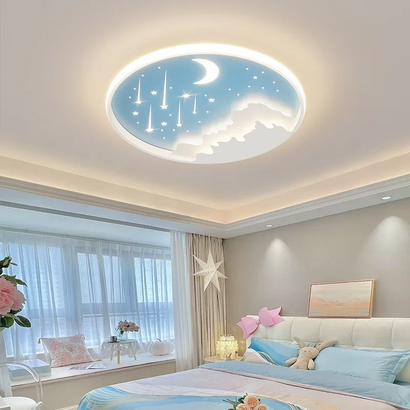 

Ceiling lamp simple modern warm romantic round light luxury children's room lamp boy starry sky top