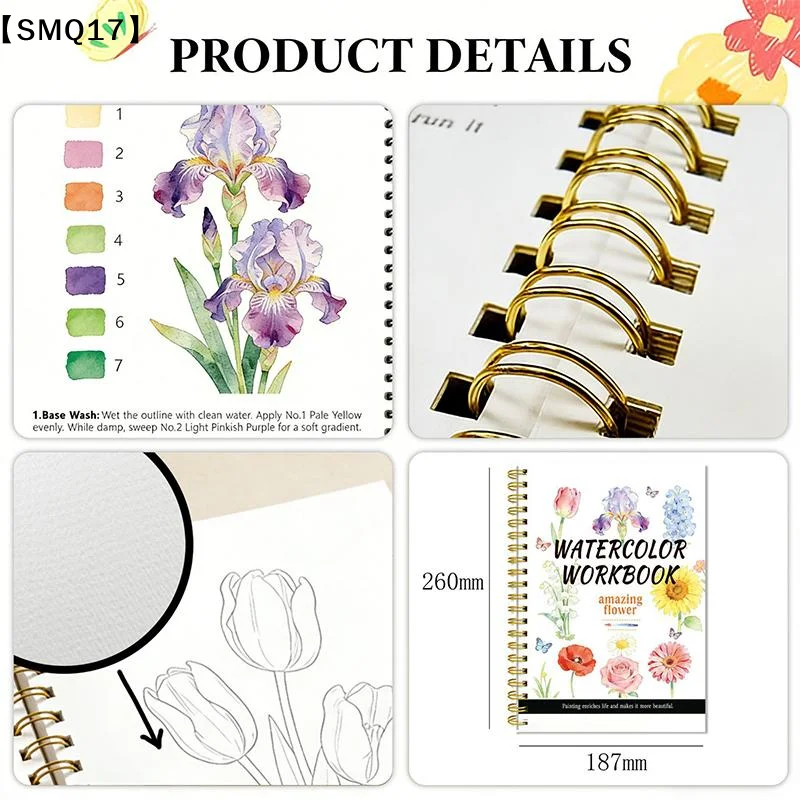 Art Craft Items - Cuaderno de acuarela con espiral, con