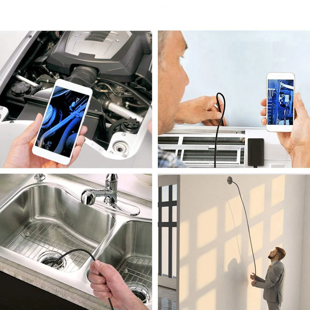 10M Endoscope Inspection Camera Light iPhone Android WiFi Sewer 2MP Cam Snake for Pipe Drain Fiber Optic Mechanic Engineer PQ301