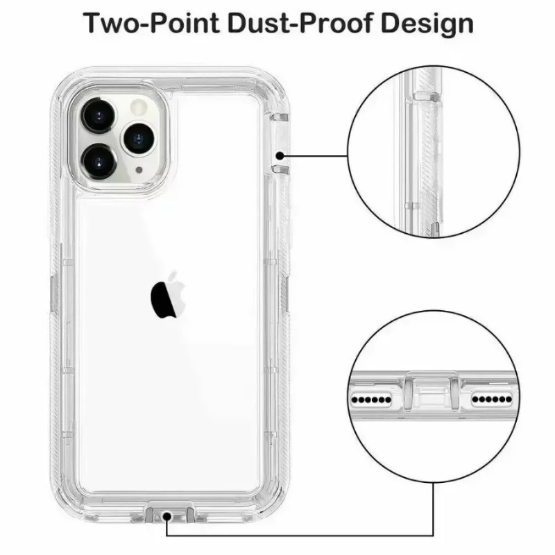 360 °   Proteggi la custodia del telefono per IPhone 17Air 17 16 15 14 13 12 Pro Max Plus Cover robusta antiurto trasparente a 3 strati con impieghi gravosi