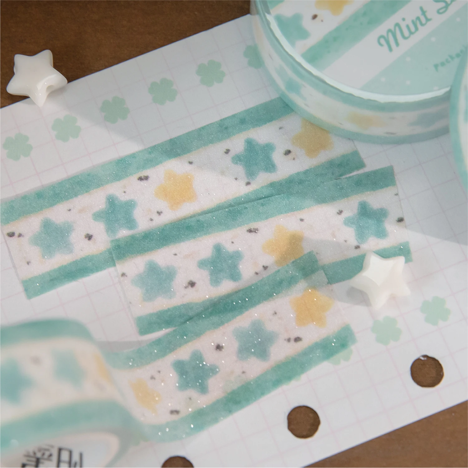 Fita Washi Estética de 15mm x 2m, Série Cake Shop, com Areia Cintilante e Design de Sobremesas Kawaii Estilo Ins Fofo, para Scrapbook DIY