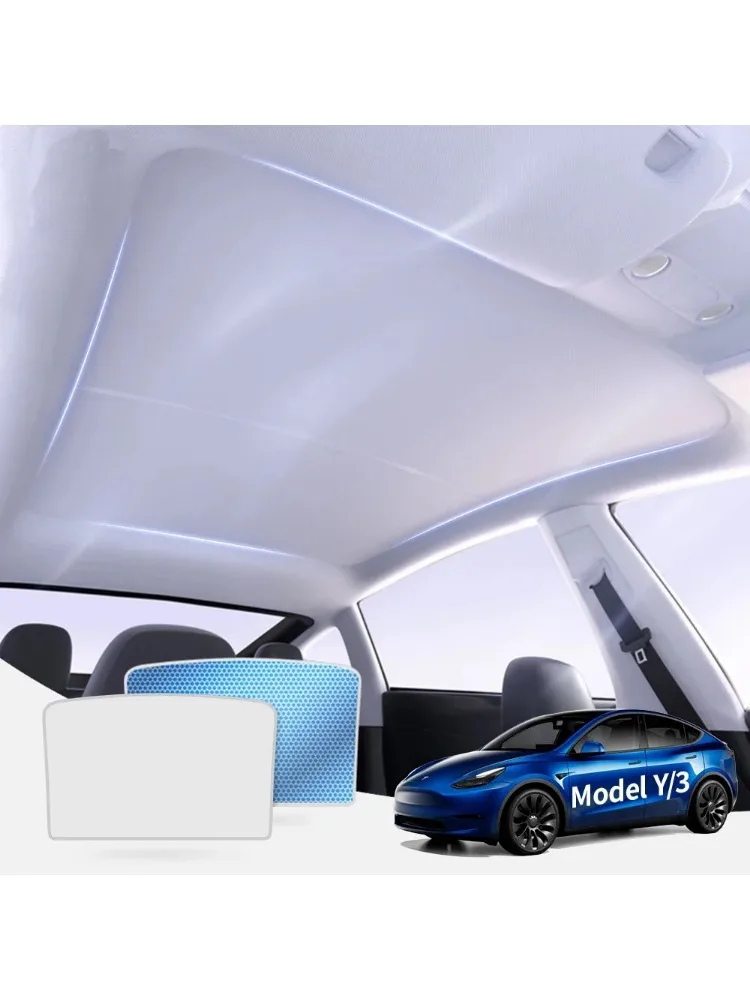Faltbarer Dachsonnenschutz für Model 3 2021-2025 inkl. Highland & Model Y 2021-2025, UV-Schutz für Glasdach