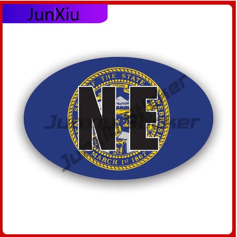 

Nebraska Flag Oval Sticker Uv Protected Decals V2 Ne Euro State Flag Patriotic Car Sticker Vinyl Decal Round Sun Protection