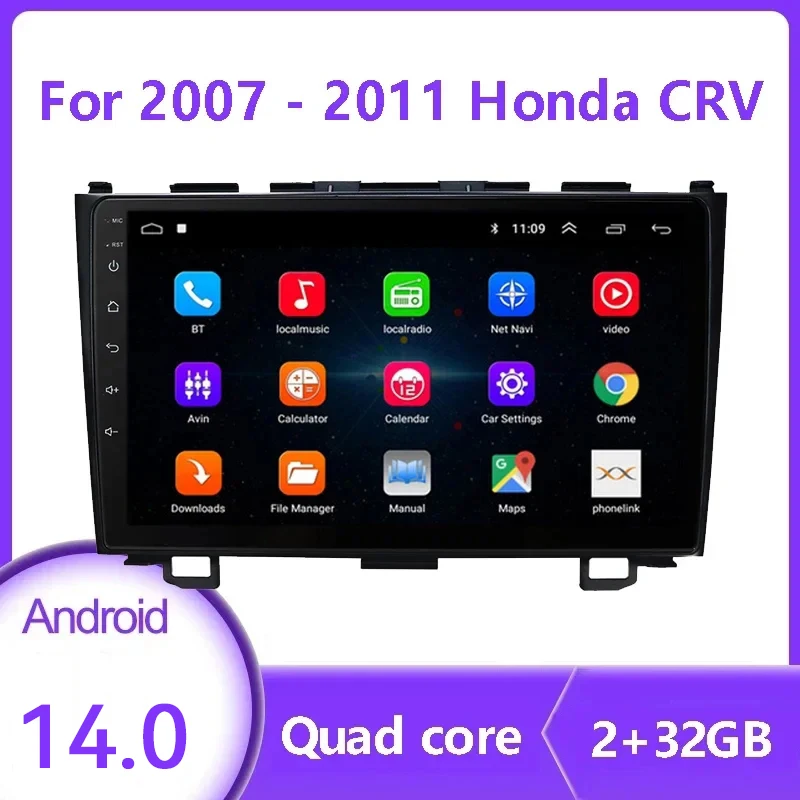

Автомагнитола 2 Din, Android 14,0, 9 дюймов, 2 Гб ОЗУ, мультимедийный видеоплеер, навигатор GPS для Honda CRV CR-V 2007, 2008, 2009, 2010, 2011