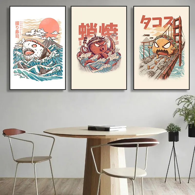 Customized Logo Japanese Anime Poster for Restaurant Wall Decor Poster Vintage Japanese Room Decor Vintage Interior Poster Movie