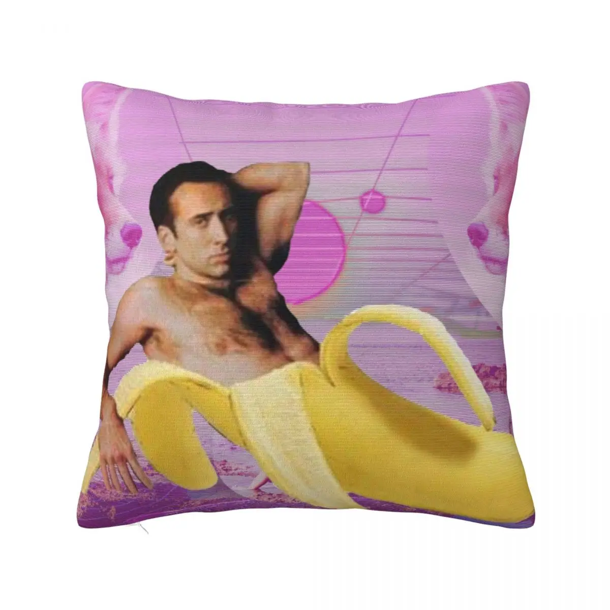 Nicholas Cage Banana Vaporwave Pillow Covers Polyester Room Summer Funny Meme Cushion Cover Cute Pillowcase 40*40