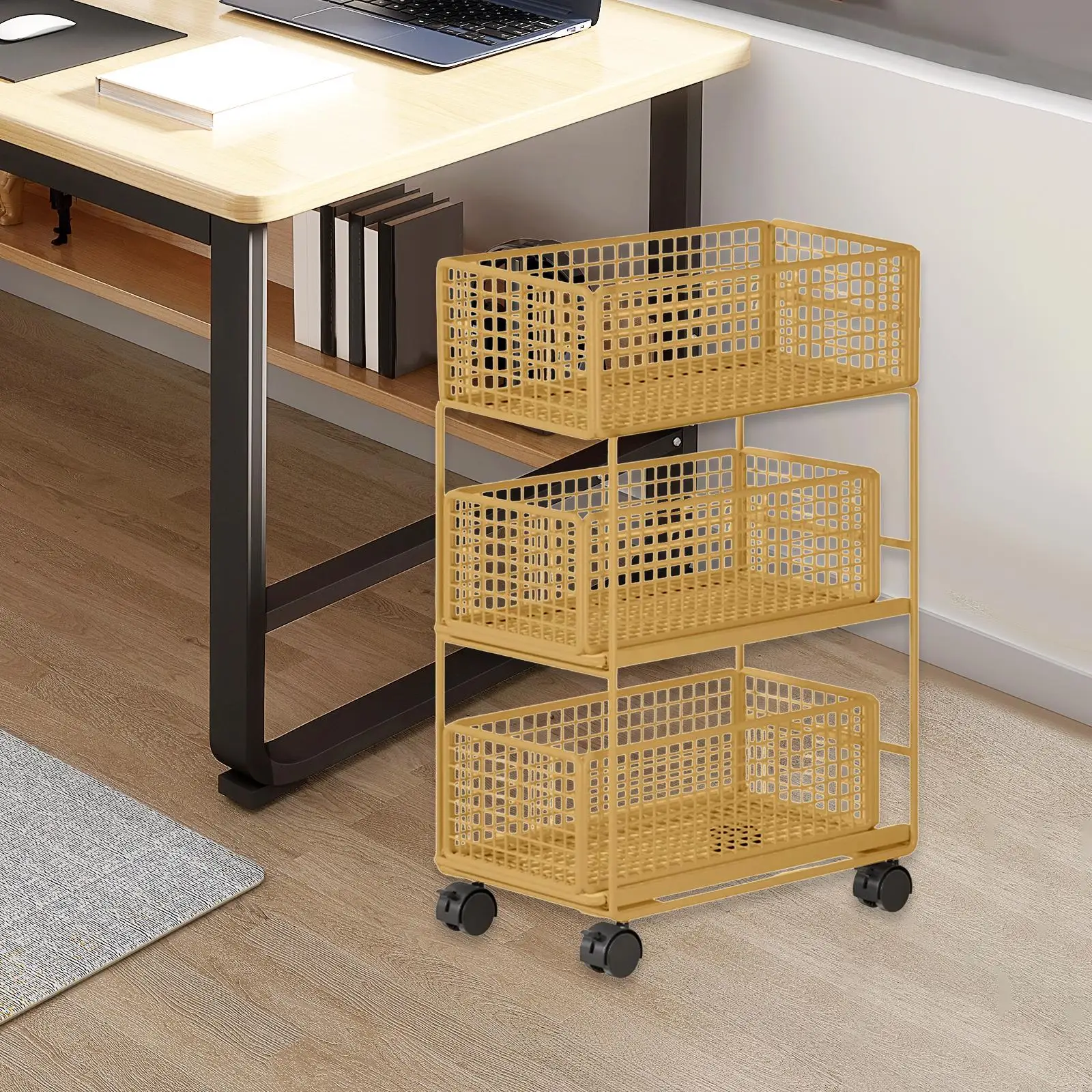 Under Desk Cart with Caster Wheels File Folder Filing Cabinet Practical Movable