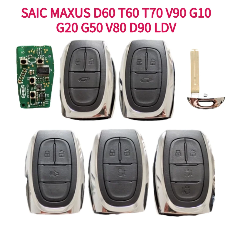 For SAIC MAXUS D60 T60 T70 V90 G10 G20 G50 V80 D90 LDV Proximity Smart Key Keyless Smart Remote Key 433Mhz ID47 Chip