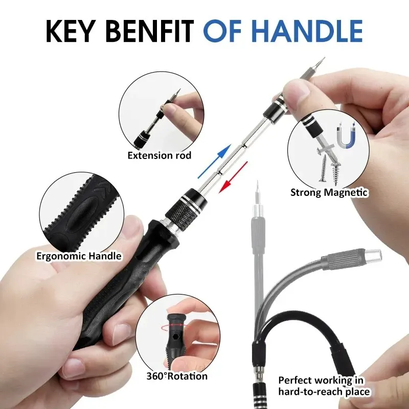 Precision Screwdriver Set Multifunctional Hand Repair Tool 117 in 1 with 98 Magnetic Torx Phillips Bits for iPhone Watch Xiaomi