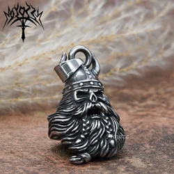 Gold Viking Skull Head 3D Motorcycle Bell with Hanger for Biker Key Chain with Colorful Luck Bell