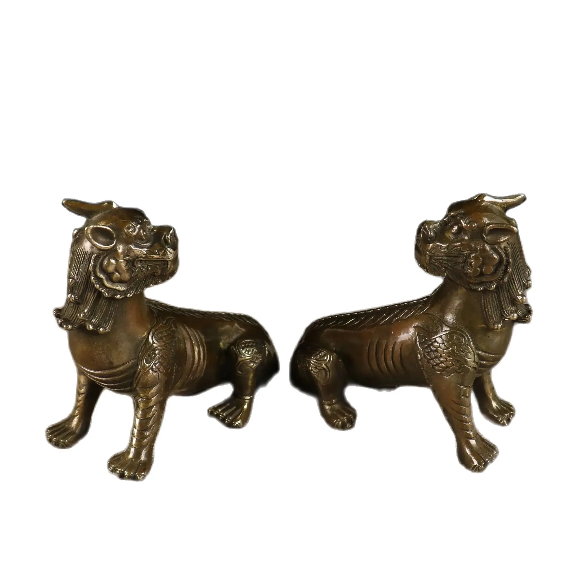 A pair of listening attentively  bronzeStatue 13cm