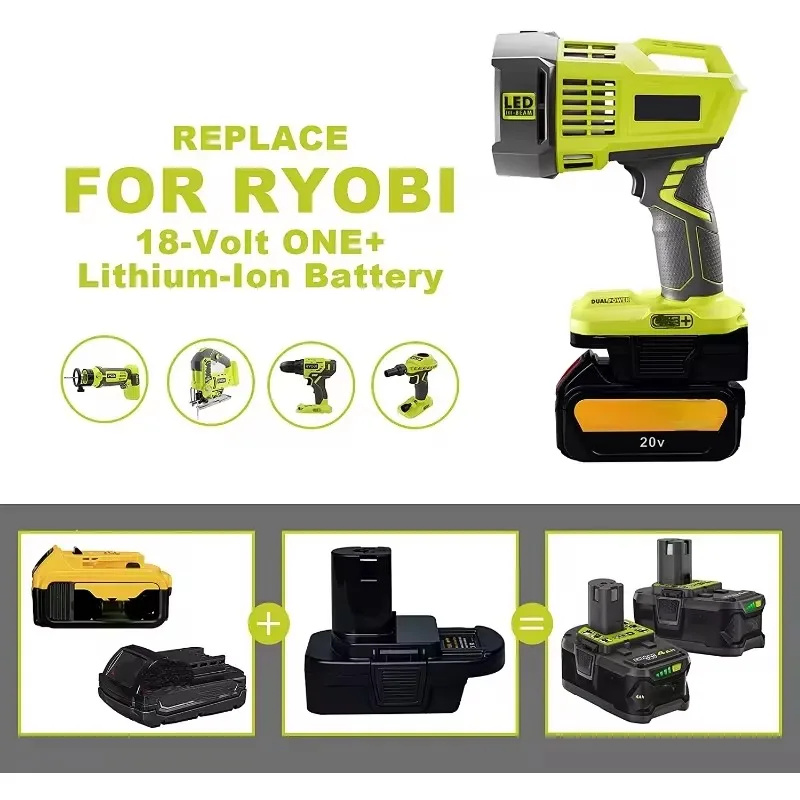 Imagem -03 - Dewalt Conversão Bateria Adaptador 20v e Milwaukee 18v Baterias de Lítio Conversível para Ryobi Power Tool Brocas