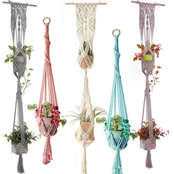 Soporte de flores de macramé hecho a mano, colgador de plantas de interior, novedad