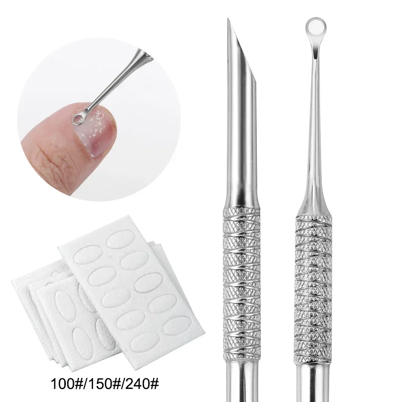 Nagel Dubbelzijdig Gebruik Roestvrijstalen Cirkel Afgeschuinde Kop Cuticula Pusher Verwijderaar Nagels Manicure Sticks Tool Nail Art Tool