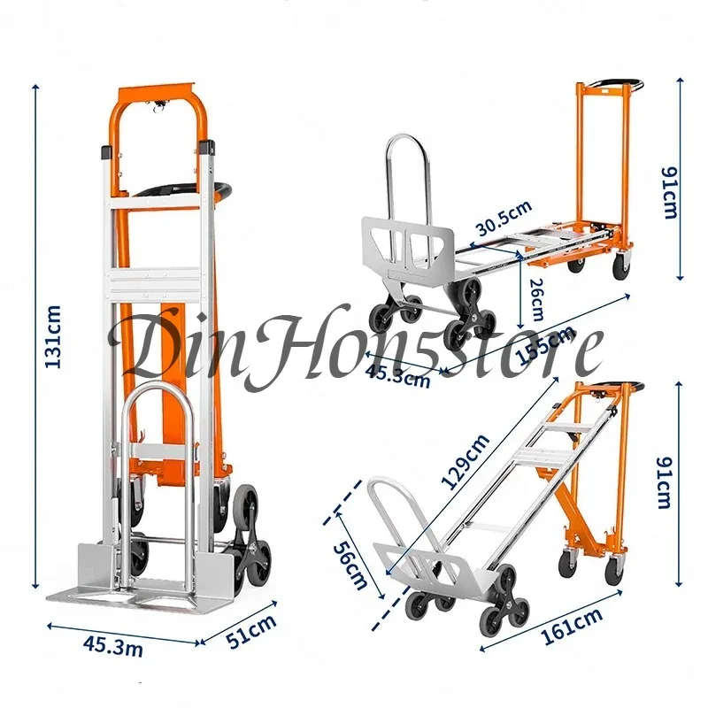 Portable four-wheeled flat tractor, folding tiger car, loading truck